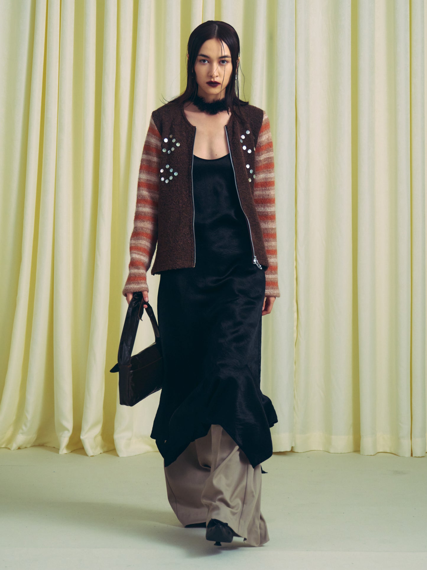 ZIPPER EMBELLISHED CARDIGAN