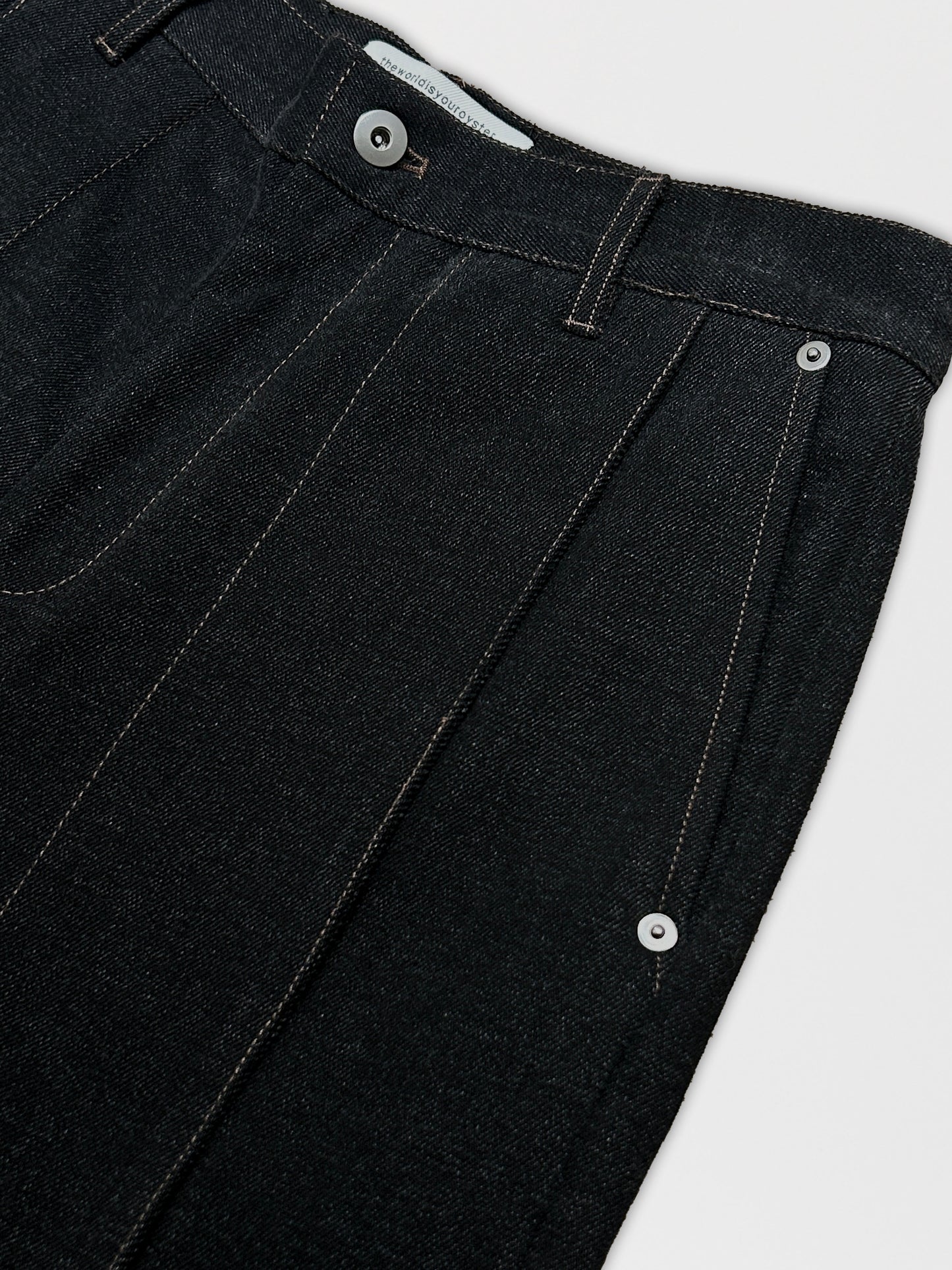 BOLD Pleat Black Denim Shorts