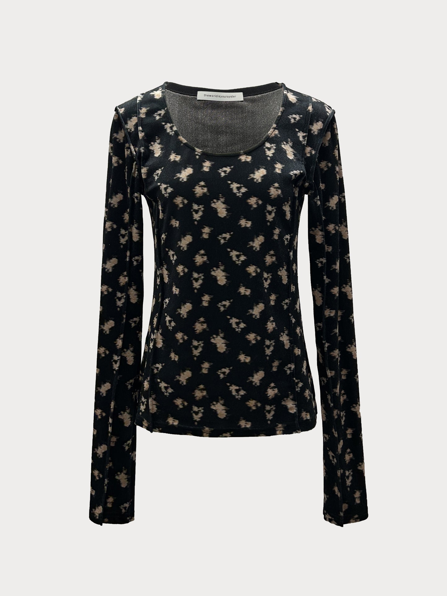 CREASED VELVET LS TOP