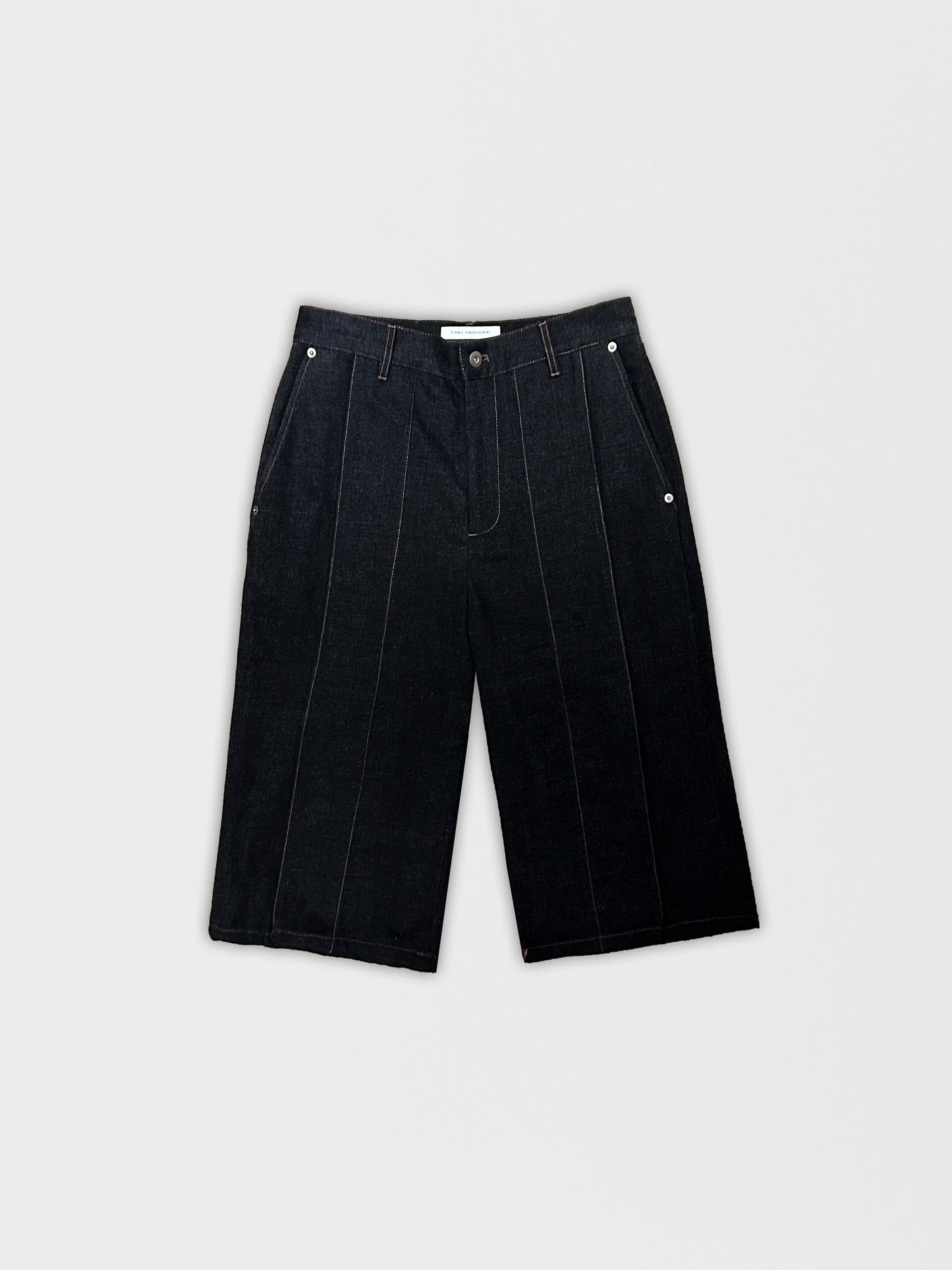 BOLD Pleat Black Denim Shorts